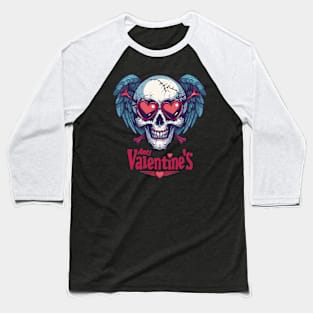 Darkly Deviant: Anti Valentine's Day Blue | Pop Art Cupid's Skull Baseball T-Shirt